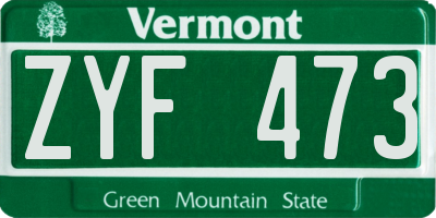 VT license plate ZYF473