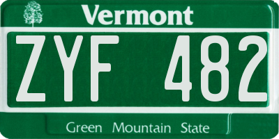 VT license plate ZYF482