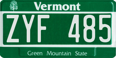 VT license plate ZYF485