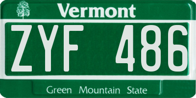 VT license plate ZYF486