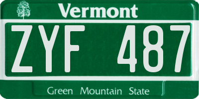 VT license plate ZYF487
