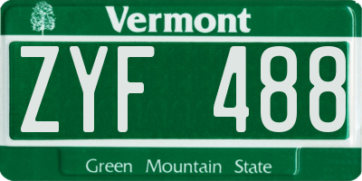 VT license plate ZYF488