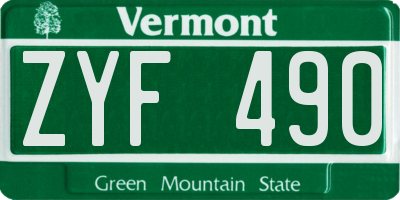 VT license plate ZYF490