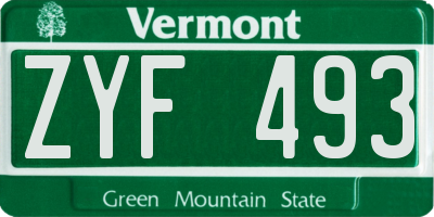 VT license plate ZYF493