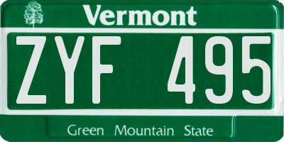 VT license plate ZYF495