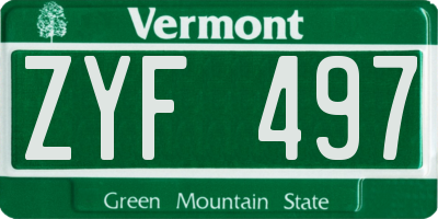 VT license plate ZYF497