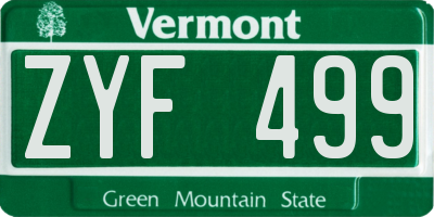 VT license plate ZYF499
