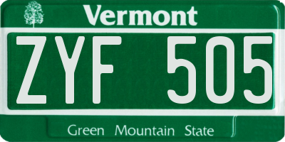 VT license plate ZYF505
