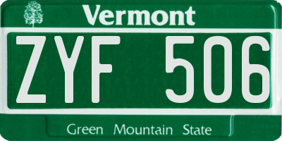 VT license plate ZYF506