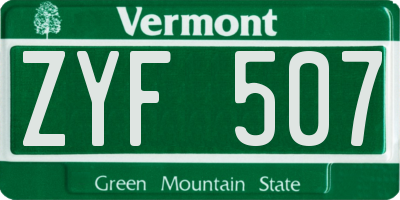 VT license plate ZYF507