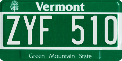VT license plate ZYF510
