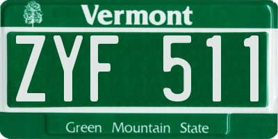 VT license plate ZYF511