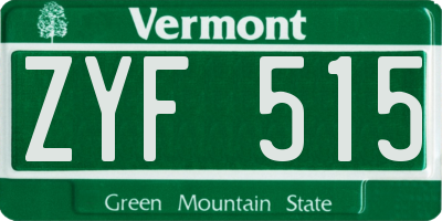 VT license plate ZYF515