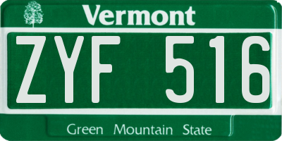 VT license plate ZYF516