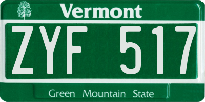 VT license plate ZYF517