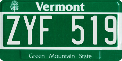 VT license plate ZYF519
