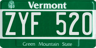 VT license plate ZYF520