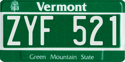 VT license plate ZYF521
