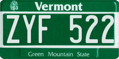 VT license plate ZYF522