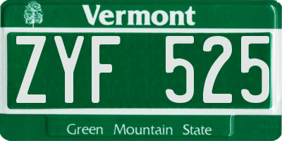VT license plate ZYF525