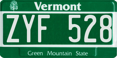 VT license plate ZYF528