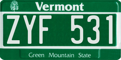 VT license plate ZYF531
