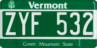 VT license plate ZYF532