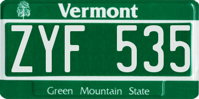 VT license plate ZYF535