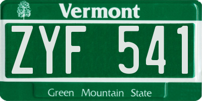 VT license plate ZYF541