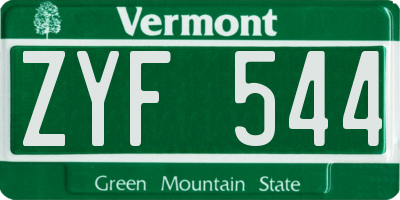 VT license plate ZYF544