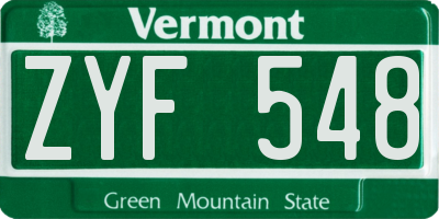 VT license plate ZYF548