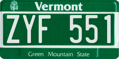 VT license plate ZYF551