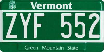 VT license plate ZYF552