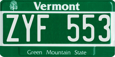 VT license plate ZYF553