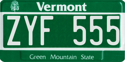 VT license plate ZYF555