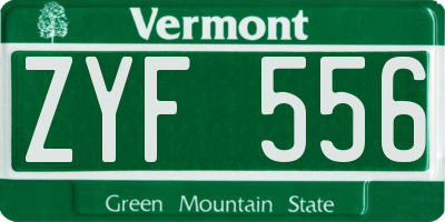 VT license plate ZYF556