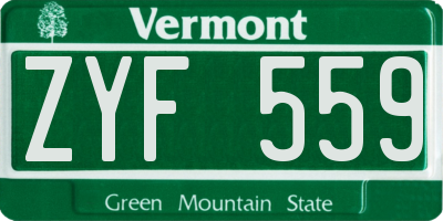 VT license plate ZYF559