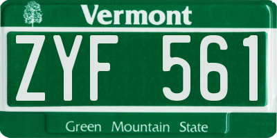 VT license plate ZYF561