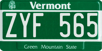 VT license plate ZYF565