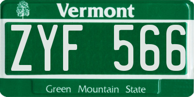 VT license plate ZYF566