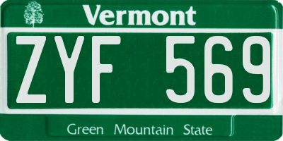 VT license plate ZYF569
