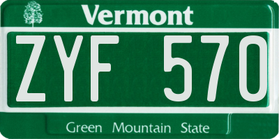 VT license plate ZYF570