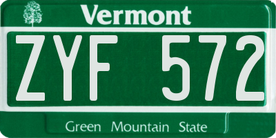 VT license plate ZYF572