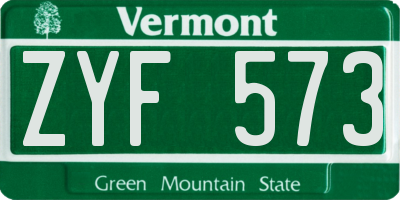 VT license plate ZYF573