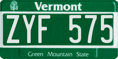 VT license plate ZYF575