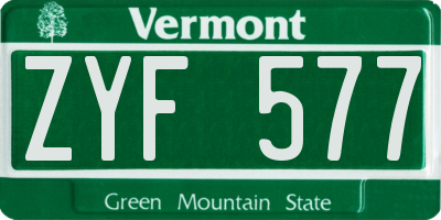 VT license plate ZYF577