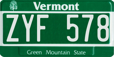 VT license plate ZYF578