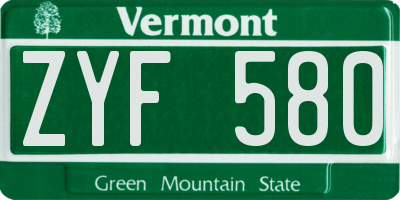 VT license plate ZYF580