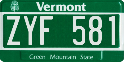 VT license plate ZYF581