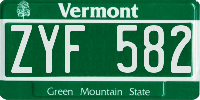 VT license plate ZYF582